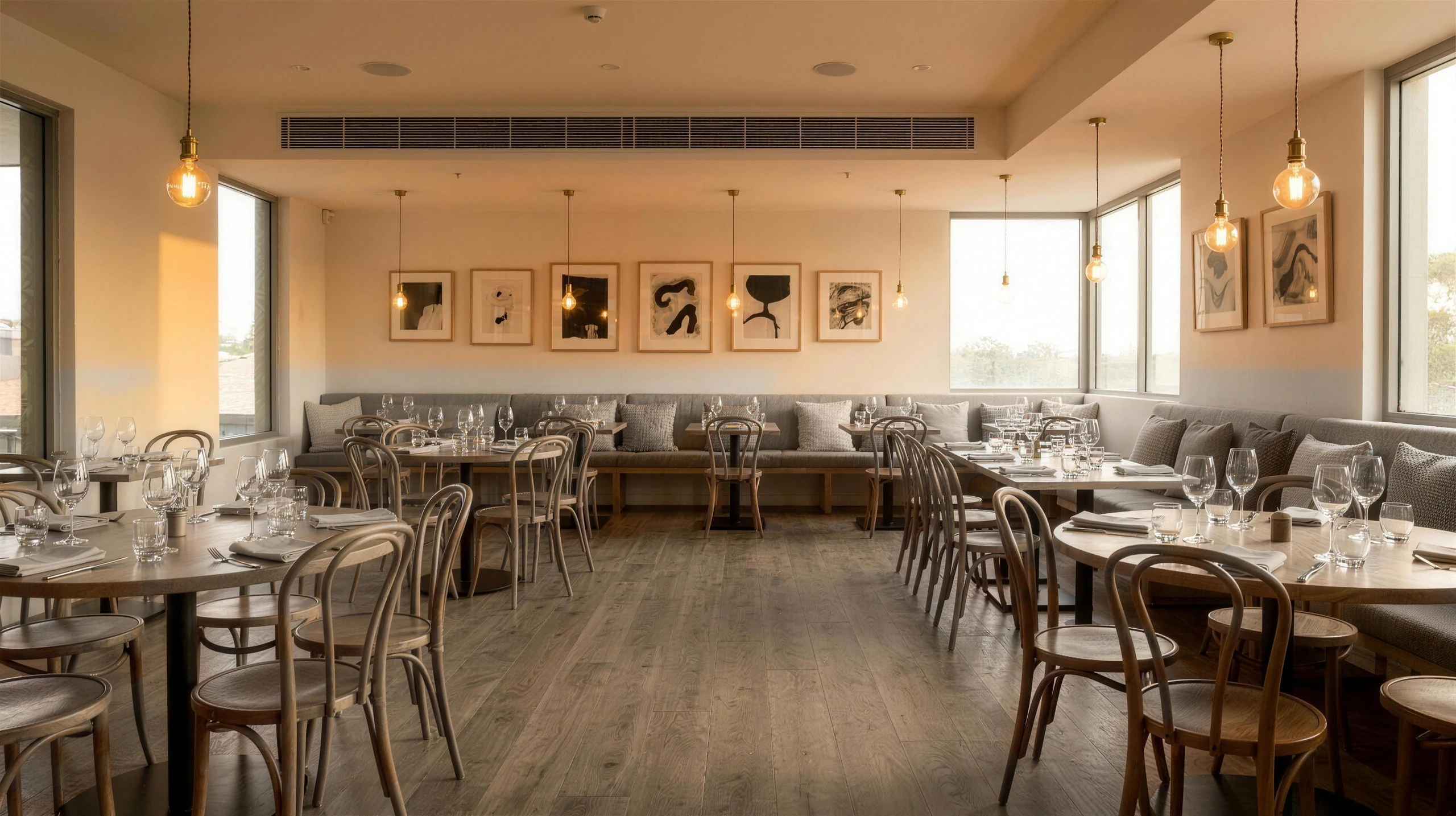 Hospitality interior on glue-down LVT